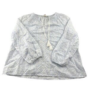 Joie Women's size Medium Blouse Long Sleeve Pullover light blue floral boho
